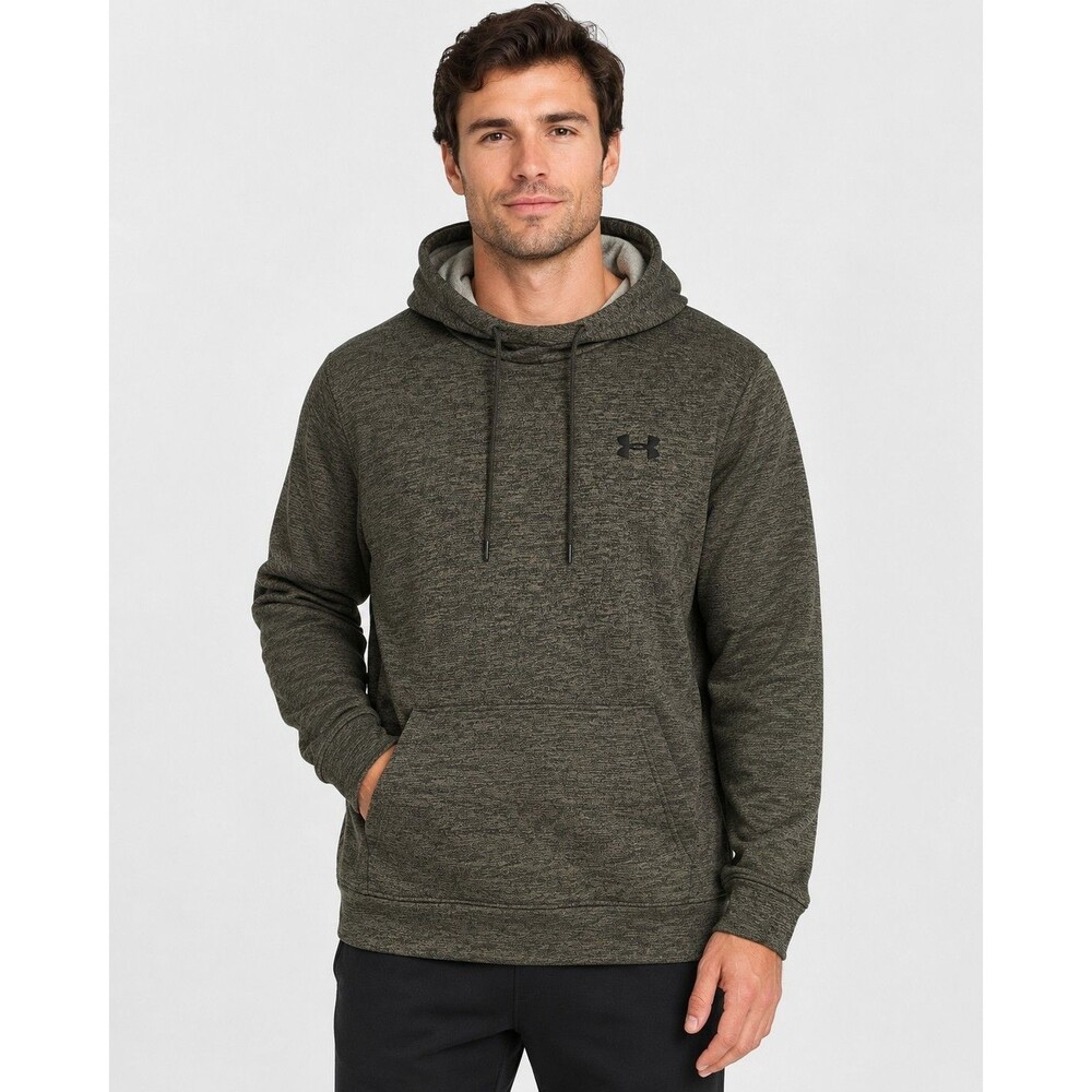 Under Armour Men's Medium Loose Fleece Hoodie Forrest Green Pullover Sweatshirt
